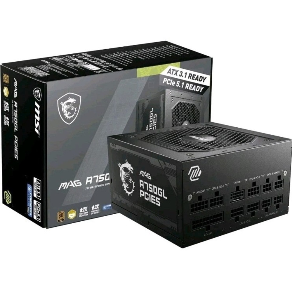 MSI MAG A750GL PCIE5 750W PSU 80+ Gold Fully Modular ATX 3.1 Ready New